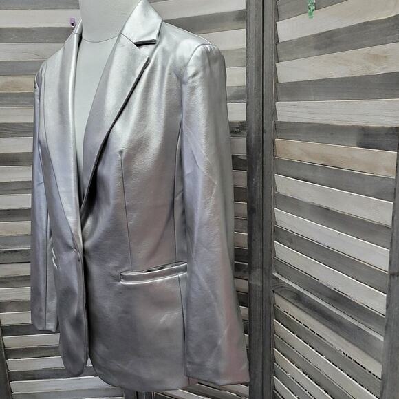 Women's Button Up Faux Leather Blazer Jacket | a new day | X Small - Picture 4 of 12